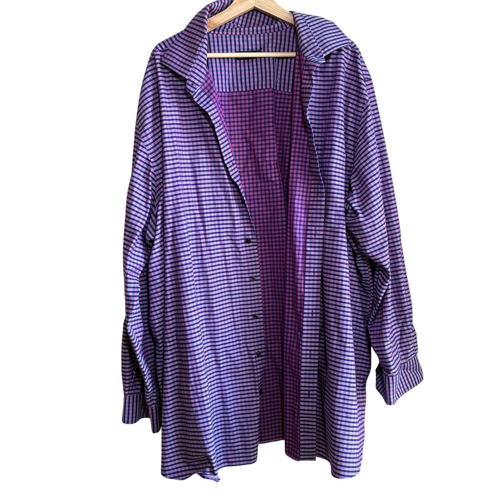 Rochester egyptian cotton non iron 20/38 purple checkered mens button down shirt